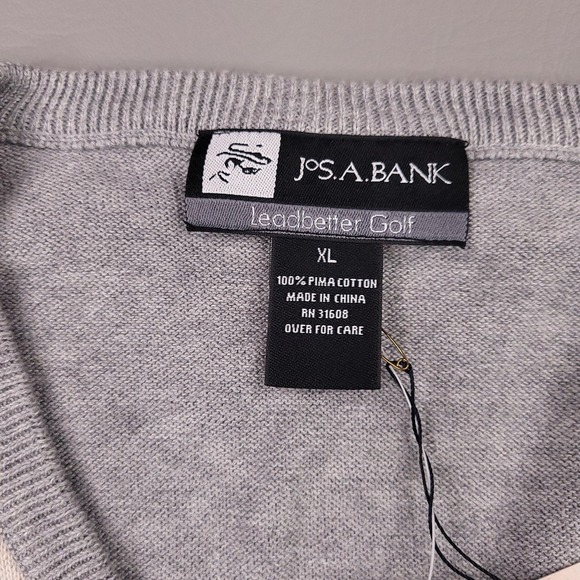 Jos. A. Bank Sweater Vest Mens XL Gray Argyle Leadbetter Golf 100% Pima Cotton - Picture 4 of 10